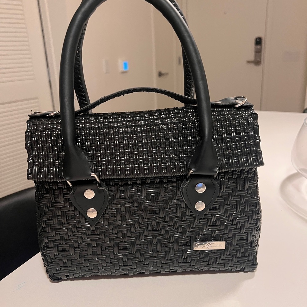 Elegant Black Woven Handbag